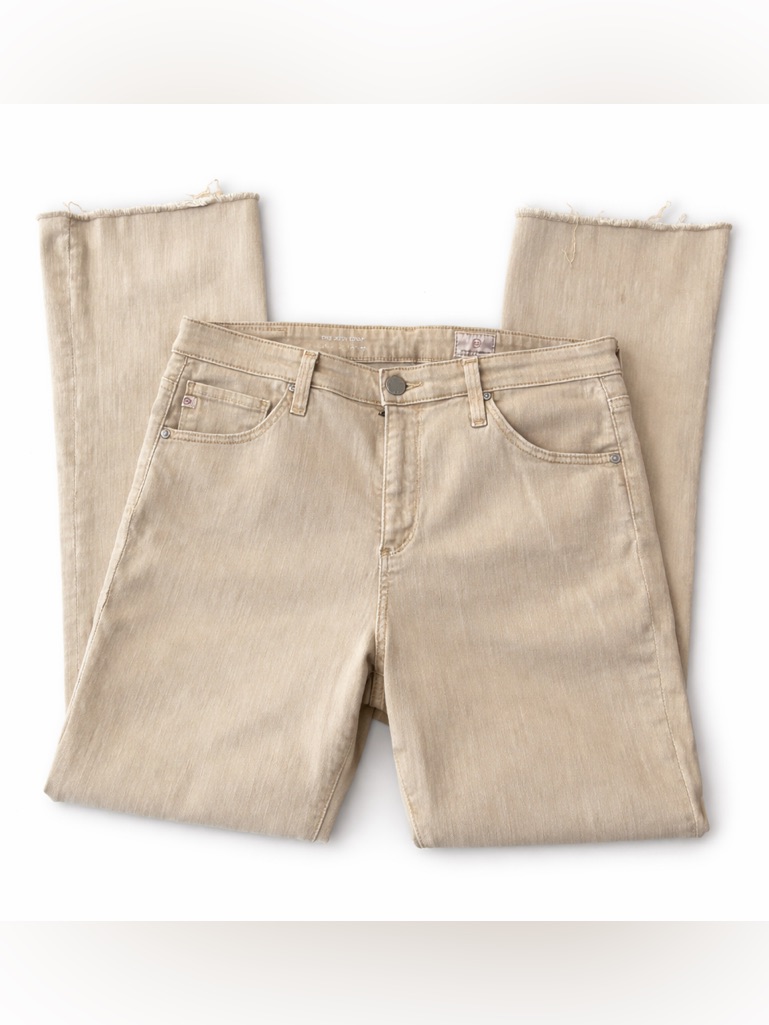Ag Adriano Goldschmied Jodi Crop Jeans 28r Beige Raw Hem Straight Leg